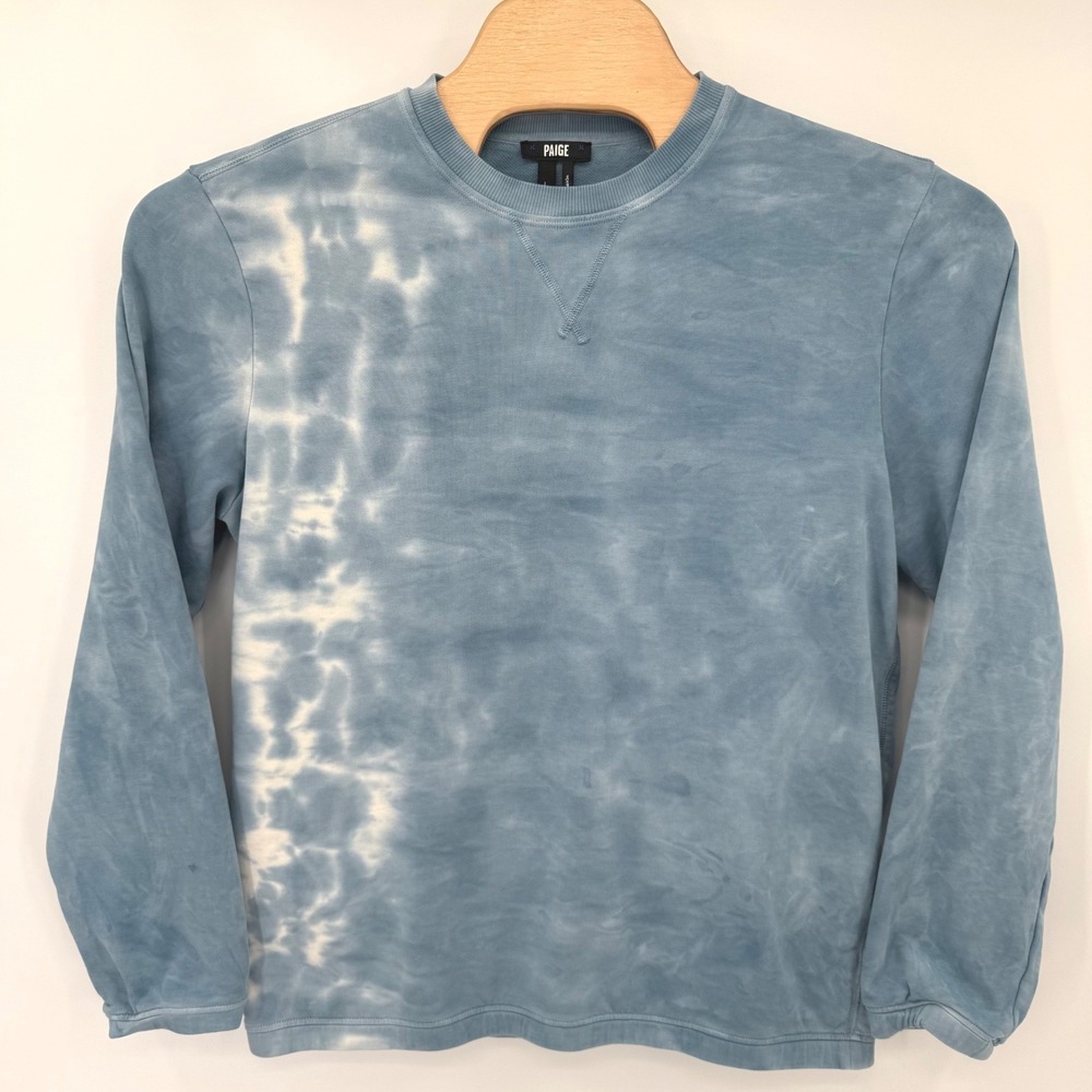 Paige Sweatshirt Womens L Blue Tie Dye Misty Sky‎ M951120-4984 Relaxed Cotton